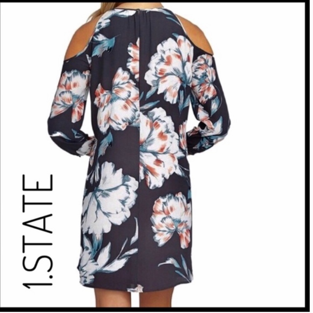1.State Floral Cut-out Shoulder Dress-Size M - Picture 2 of 7